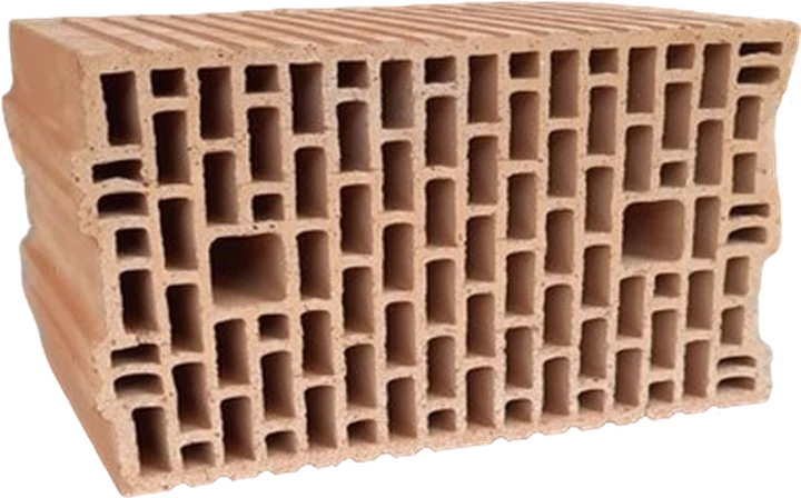 Thermopor-Planziegel mit feinem Lochbild, freigestellt